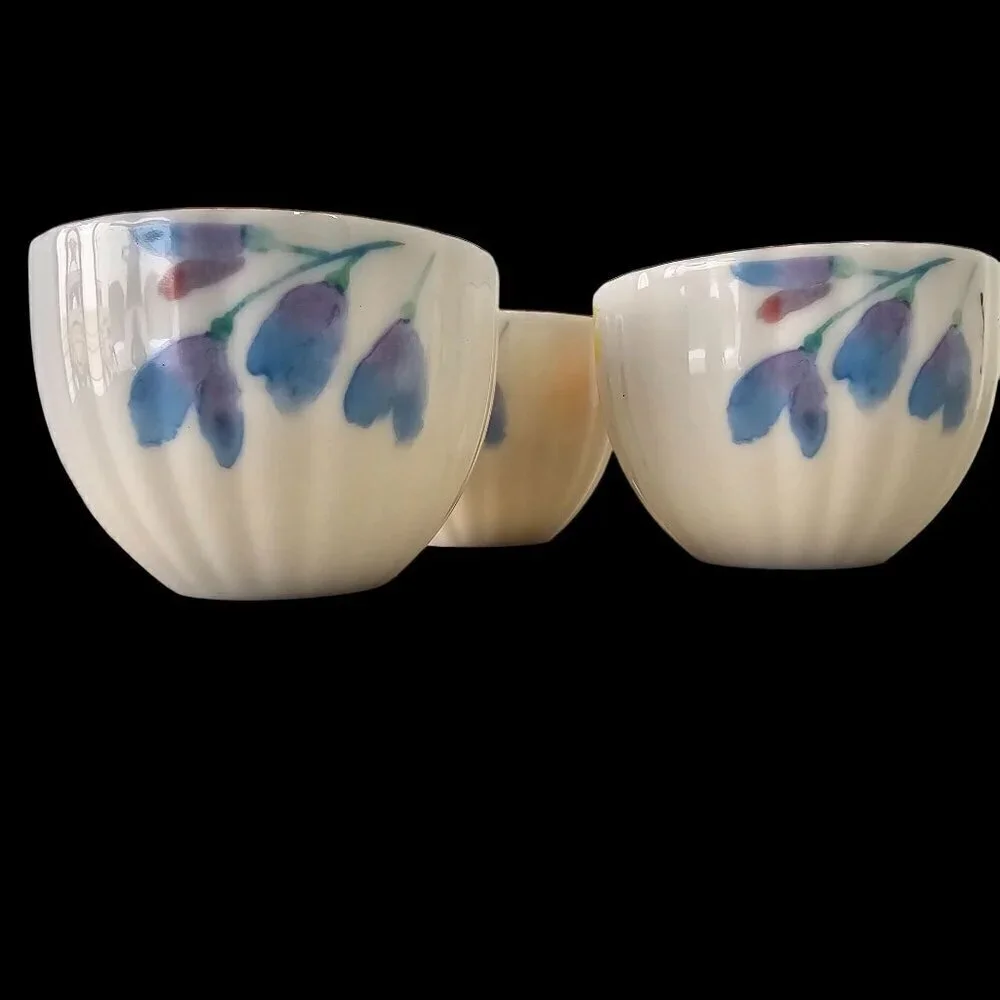 Ungaro Paris Maebata Japan Porcelain Tea Cups Set of 3  5 oz Capacity